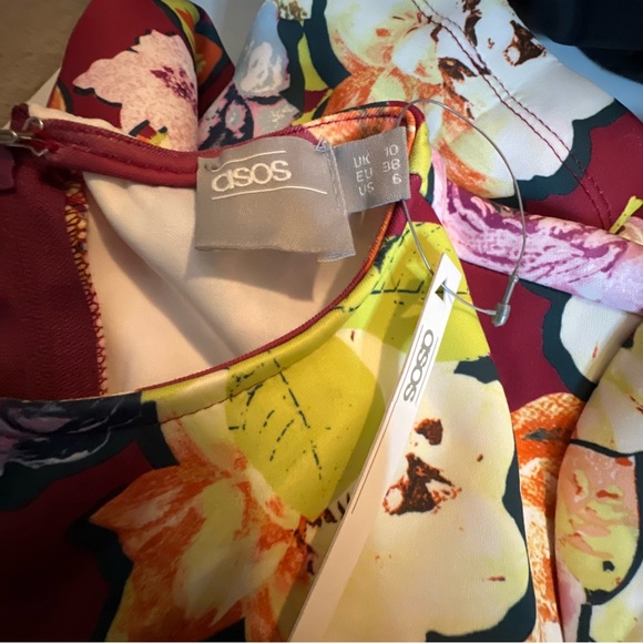 ASOS Sheath Dress Floral Short Sleeve Size 6 Floral Cottagecore Summer Coquette - Picture 6 of 7